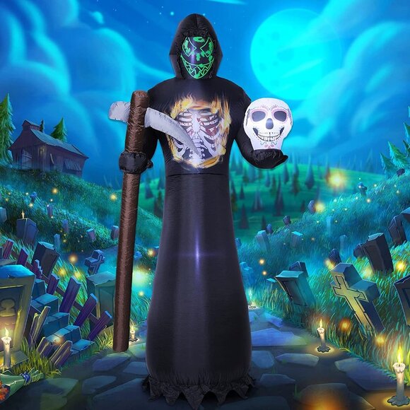 9FT Halloween Inflatables Decoration Grim Reaper with LED Lights - Picture 2 of 6